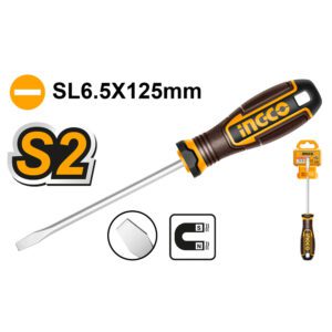 Ingco Screwdriver Slotted Flat SL6.5 125mm Magnetic