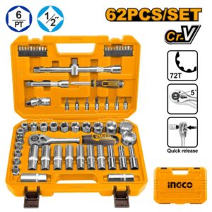 Ingco Socket and Screwdriver set 62pcs HKTS12602
