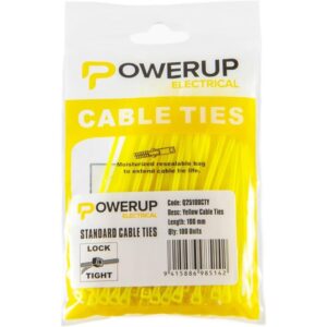 Powerup Electrical Cable Ties, 2.5 mm x 100 mm - Yellow PPT5142