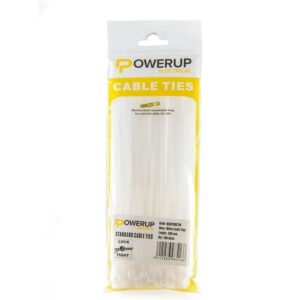 Powerup Electrical Cable Ties, 3.6 mm x 200 mm - White