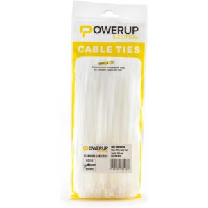 Powerup Electrical Cable Ties, 4.8 mm x 300 mm - White PPT5203