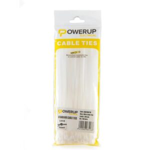 Powerup Electrical Cable Ties, 4.8 mm x 400 mm - White PPT5227