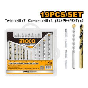 Ingco Drill Bit & Screwdriver Bit 19 Pieces AKSDB1901