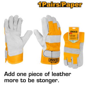 Ingco PPE Gloves Leather Size 10.5''