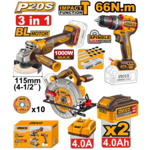 Ingco Cordless 20V 3 in 1 Combo Kit CKLI25032801