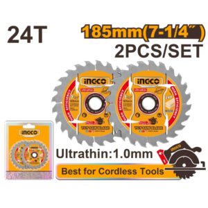 Ingco Acc Blade Tct 24T 185mm Wood 2PCS TSB 1853