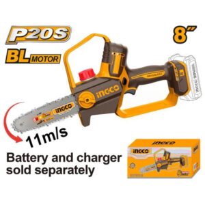 Ingco Cordless 20V Lithium-ion Garden Chain Saw Pruner Brushless 20CM CGSLI2088