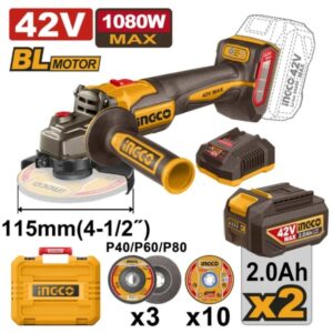 Ingco Cordless 42V Lithium-ion Angle Grinder Kit CAGLI4108112