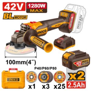 Ingco Cordless 42V Lithium-ion Angle Grinder Kit CAGLI4128112