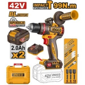 Ingco Cordless 42V Lithium-ion Impact Drill 99NM Brushless Kit CIDLI429982