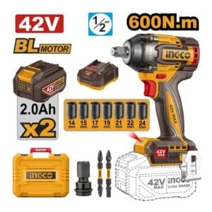Ingco Cordless 42V Lithium-ion Impact Wrench 600NM Brushless Kit CIWLI42602