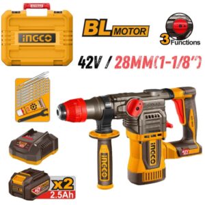 Ingco Cordless 42V Lithium-Ion Drill Rotary Hammer Brushless 4.5J Kit CRHLI422882