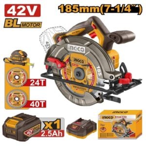 Ingco Cordless 42V Lithium-ion Circular Saw Brushless 185mm Kit CSLI4218511
