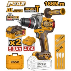 Ingco Cordless 20V Lithium-ion Impact Drill 166NM Brushless KIT CIDLI201668