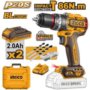Ingco Cordless 20V Lithium-ion Impact Drill 86NM Brushless Kit CIDLI208687