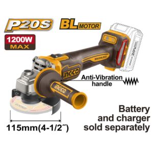 Ingco 20V Angle Grinder 115mm Brushless 3 Speed 1200W CAGLI212025