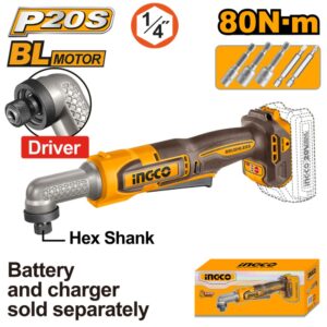 Ingco 20V Impact Driver Angled 80Nm CAIRLI2081