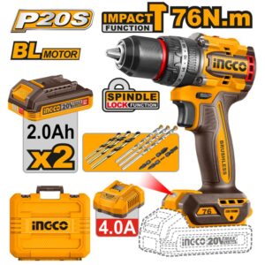 Ingco 20V Drill Impact 76Nm Brushless Kit CIDLI207686